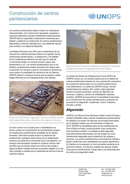 ConstrucciÃ³n de centros penitenciarios - UNOPS