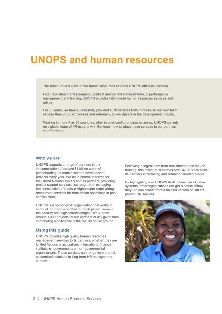 Read UNOPS human resources services catalogue: Helping our ...
