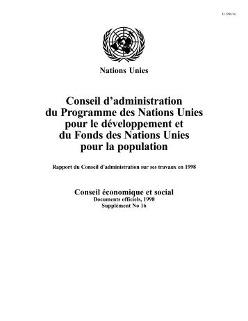 Conseil d'administration du Programme des Nations Unies ... - UNOPS