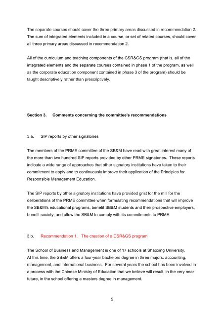 PRME SIP report from SB&M, Shaoxing University, January 2012