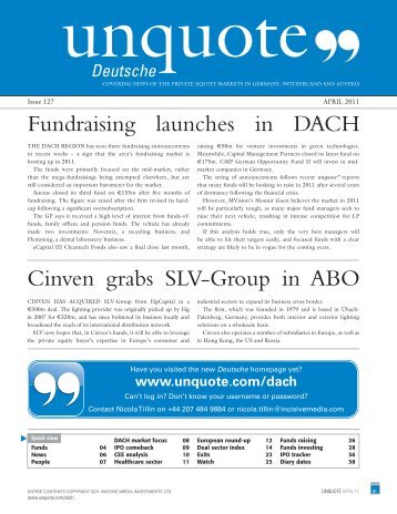 Fundraising launches in DACH Cinven grabs SLV-Group ... - Unquote