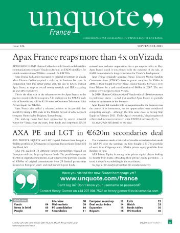 Apax France had almost recouped its original investment ... - Unquote