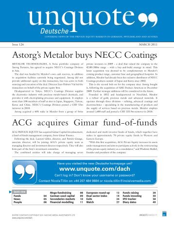 Astorg's Metalor buys NECC Coatings - Unquote