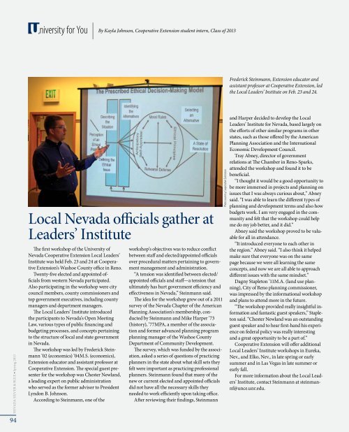 NSB Spring 2013 - University of Nevada, Reno