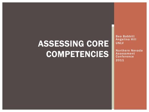 Assessing Core Competencies - University of Nevada, Reno