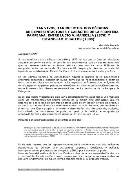 tan vivos, tan muertos. dos dÃ©cadas de representaciones y carÃ¡cter ...