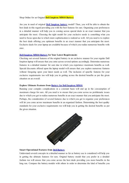 Shop Online for an Original Dell Inspiron M5010 Battery.pdf