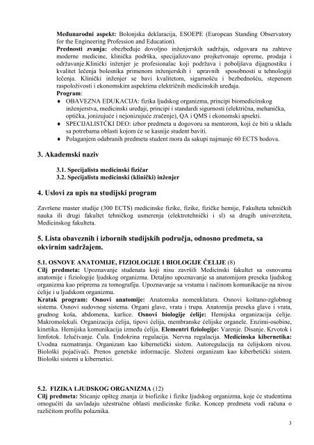 Medicinska fizika i medicinsko inÅ¾enjerstvo - Univerzitet u Novom ...