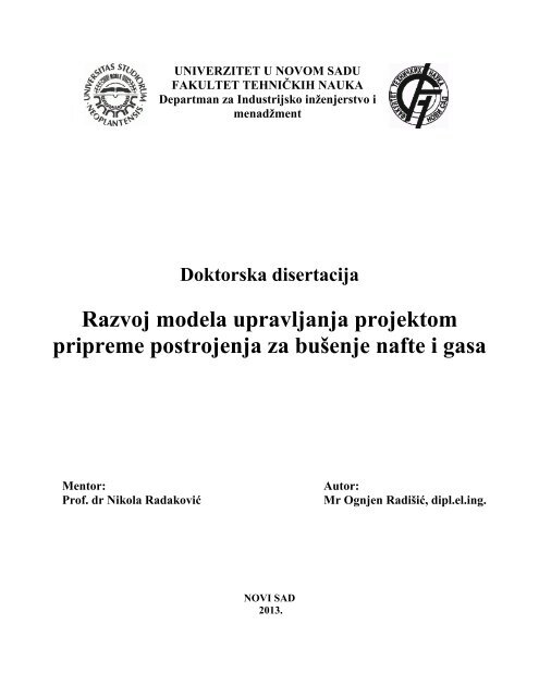 Doktorska disertacija - Univerzitet u Novom Sadu