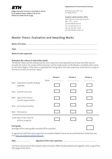 Master Thesis: Evaluation and Awarding Marks