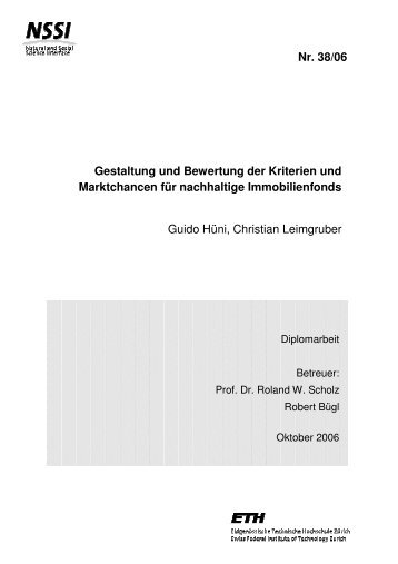 Nr. 38/06 Gestaltung und Bewertung der Kriterien und ... - ETH ZÃ¼rich