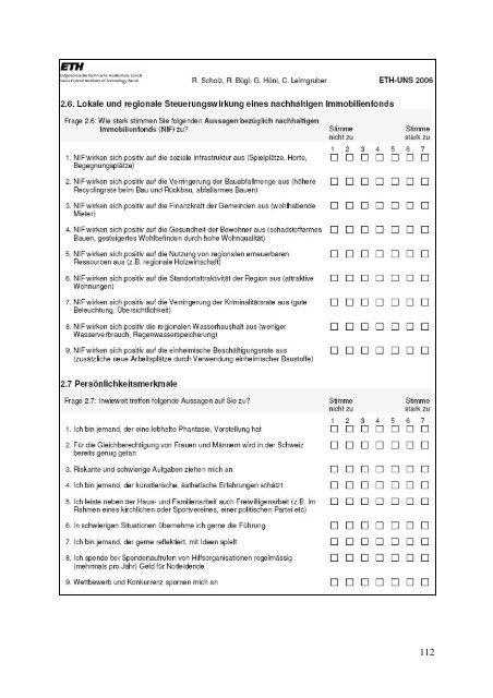 Nr. 38/06 Gestaltung und Bewertung der Kriterien und ... - ETH ZÃ¼rich