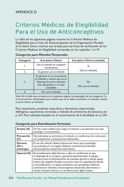 PlanificaciÃ³n Familiar: Un Manual Mundial para Proveedores