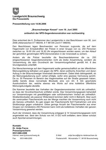 Pressemitteilung des Landgerichts vom 14.06.06 - Unser ...