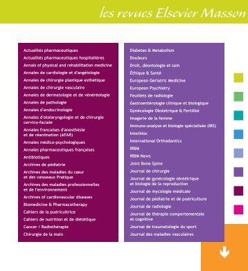 les revues Elsevier Masson - Communication par Elsevier Masson