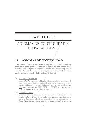 Axiomas de continuidad y paralelismo - Universidad de Antioquia