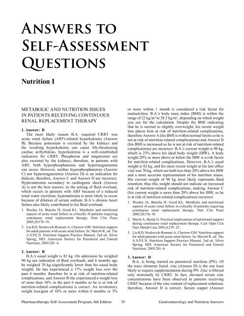 Answers to Self-Assessment Questions - ACCP