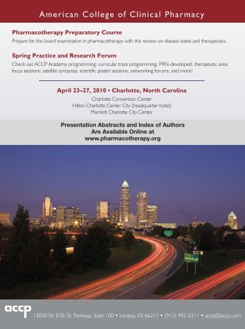 Presentation Abstracts and Index of Authors Are Available ... - ACCP