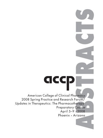 2008 Spring Practice and Research Forum - ACCP