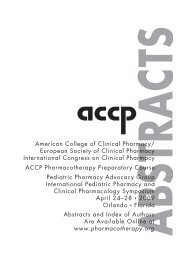 2009 International Congress on Clinical Pharmacy - ACCP