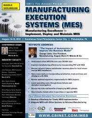 Manufacturing ExEcution SyStEMS (MES) - CBI