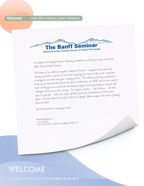 CSHP 38th ANNUAL BANFF SEMINAR - Canadian Society of ...