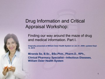 Drug Information & Critical Appraisal Workshop: - Canadian Society ...