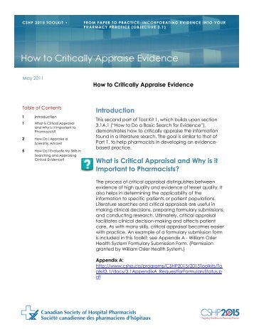 How to Critically Appraise Evidence