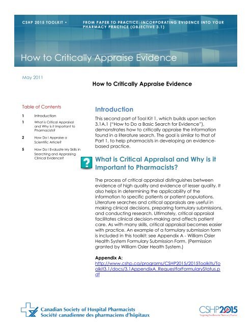 How to Critically Appraise Evidence