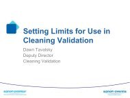 Setting Limits for Use in Cleaning Validation - CBI