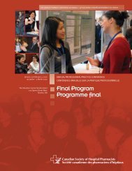 Final Program - Canadian Society of Hospital Pharmacists