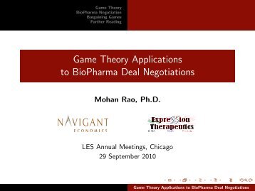 Game Theory Applications to BioPharma Deal Negotiations