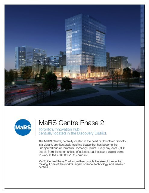 MaRSPhase2 V12 2 pager.pptx - MaRS Discovery District