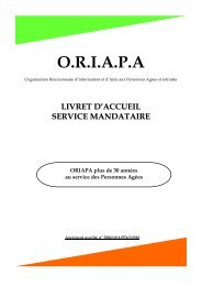 LIVRET D'ACCUEIL - ORIAPA