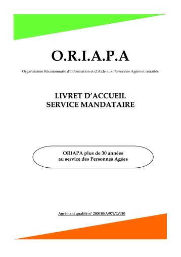 LIVRET D'ACCUEIL - ORIAPA