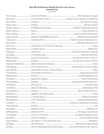 Attendee List (as of xxxxxx) - Self-Insurance Institute of America ...