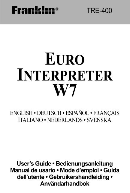 euro interpreter w7 - Franklin Electronic Publishers