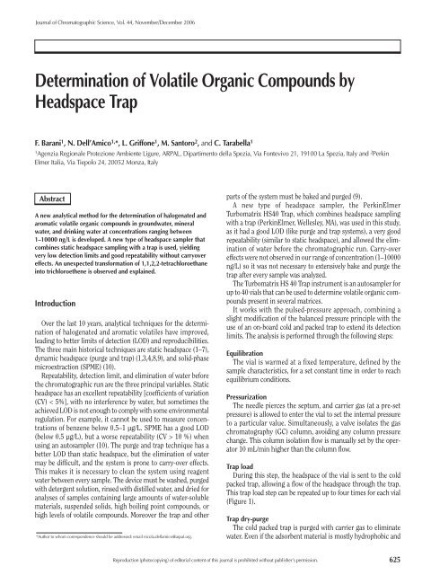Determination of Volatile Organic Compounds by ... - PerkinElmer