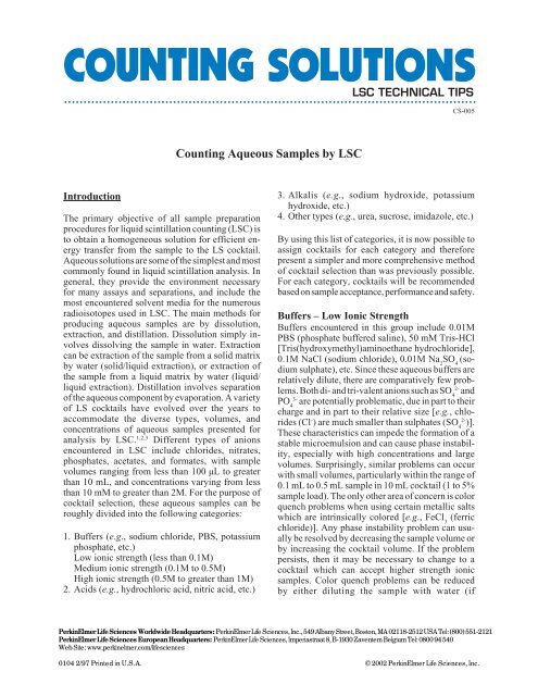 Counting Aqueous Samples by LSC - PerkinElmer
