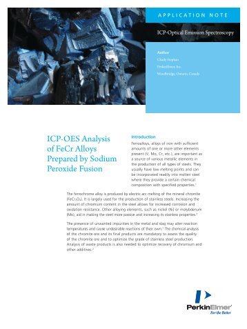 ICP-OES Analysis fo FeCr Alloys Prepared by Sodium ... - PerkinElmer