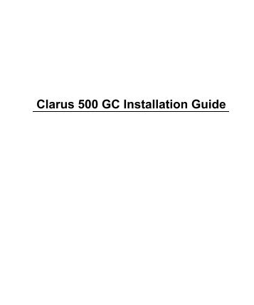 Clarus 500 GC Installation Guide - PerkinElmer