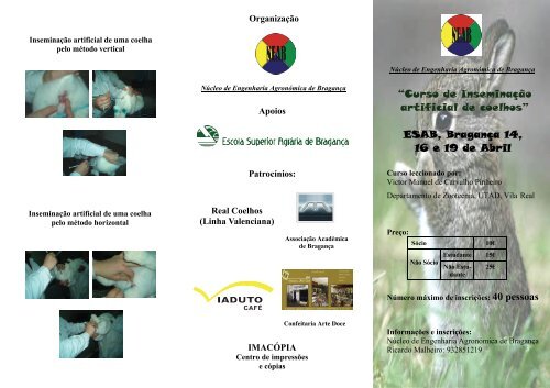 “Curso de Inseminação artificial de coelhos” ESAB, Bragança 14, 16 ...