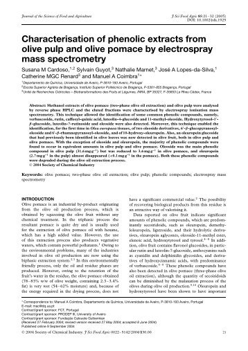 Characterisation of phenolic extracts from olive pulp and ... - ESAC