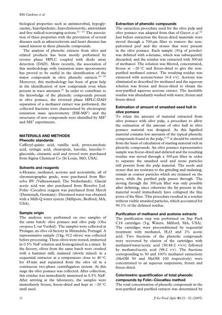 Characterisation of phenolic extracts from olive pulp and ... - ESAC