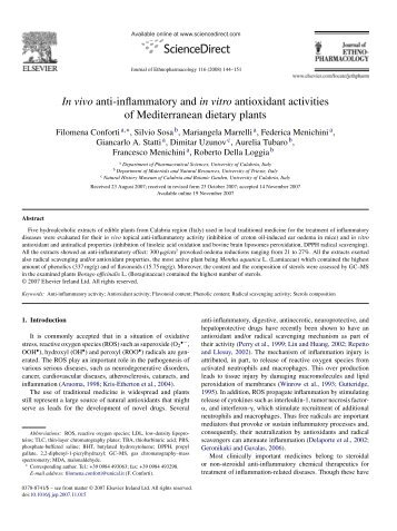 In vivo anti-inflammatory and in vitro antioxidant activities of ...