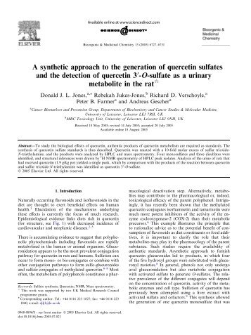 A synthetic approach to the generation of quercetin sulfates and the ...