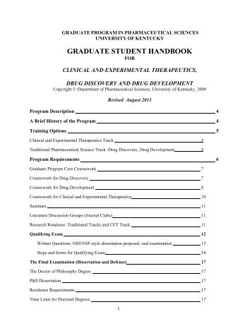 GRADUATE STUDENT HANDBOOK - University of Kentucky ...