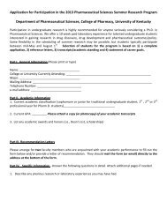 PS Application Form [pdf] - University of Kentucky - College of ...