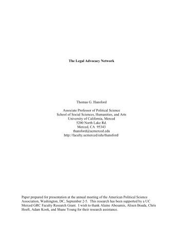 The Legal Advocacy Network Thomas G. Hansford Associate ...