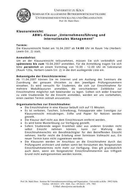 Klausureinsicht Unternehmensentwicklung Und Organisation